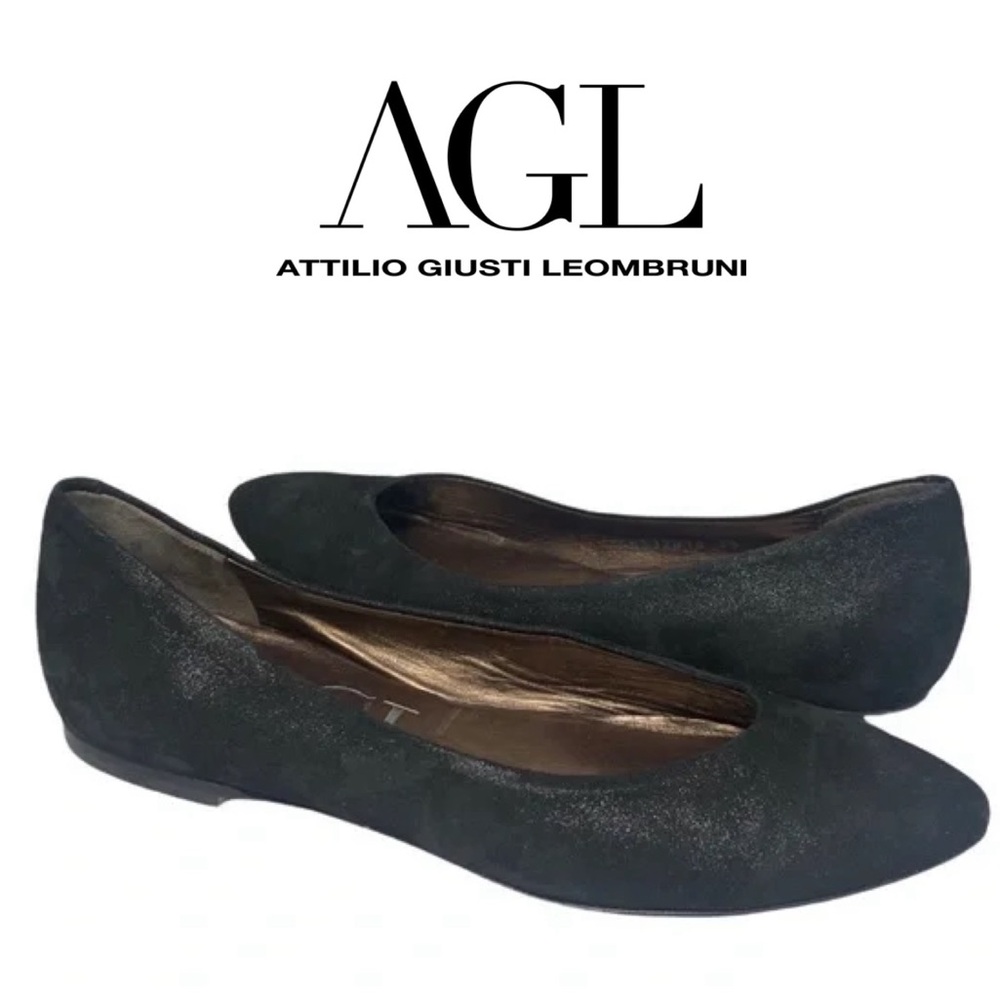 AGL black shimmer flats
